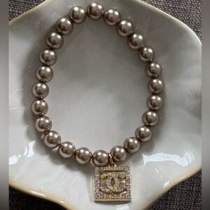Elegant Pearl Bracelet with Gold Charm HANDMADE